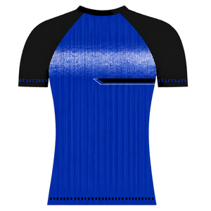 Maillot de sport personnalisé bleu roi et noir à manches courtes raglan, col rond, pour entraînement athlétique, uniforme d'équipe, respirant et performant - Product Image 2