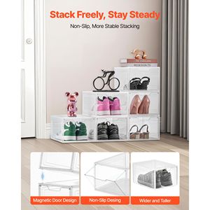 Set di 6 Scatole Trasparenti XXL per Sneaker, Organizzatori Impilabili per Scarpe con Porta Magnetica, Adatte per Taglia US 13 - Product Image 5