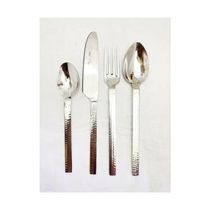 Juego de cubiertos de acero inoxidable de 4 piezas al por mayor, textura martillada, apto para lavavajillas, cuchillo, tenedor, cuchara y cucharilla sostenibles - Product Image 1