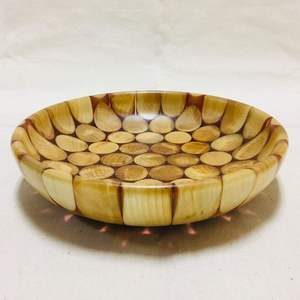 Bol décoratif en bois et résine fait main, style ange, avec incrustation rayée, pour servir des salades, des fruits, décorer la cuisine, la maison et la table - Product Image 2