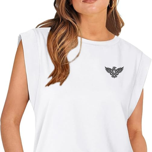 Camiseta sin mangas blanca transpirable para mujer, estilo oversize, streetwear, camiseta muscular, ajuste holgado, algodón, informal, lisa, top de verano. - Product Image 5
