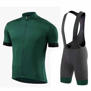 ชุดเสื้อเจอร์ซีย์ปั่นจักรยานสีเขียวแขนสั้นผ้าสแปนเด็กซ์/ผ้าฝ้ายยืดได้สูงพร้อมกางเกงขาสั้นสีดำชุดกีฬาสำหรับทุกเพศ - Product Image 2
