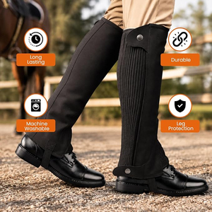 2026 Genuine Waterproof Breathable Unisex English Style <b>Half</b> <b>Chaps</b> Button Closure Black Equestrian Riding Wear Regular <b>Half</b> <b>Chap</b> - Product Image 6