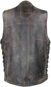 Gilet en coton pour homme, style vintage, effet usé, sans manches, fermeture éclair, col en V, décontracté, mode motard - Product Image 3