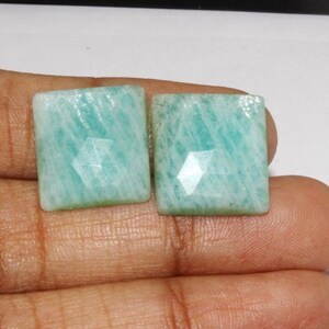 Natural Amazonite Square <b>Rose</b> Cut Amazonite loose gemstone <b>Top</b> Quality Ring & Earrings Jewelry Making <b>Rose</b> cut High Custom - Product Image 3