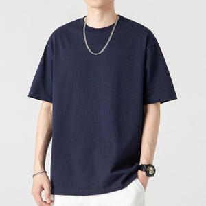 T-shirt en coton noir surdimensionné pour homme, manches courtes, col rond, décontracté, couleur unie, jersey tricoté, teinture unie, coupe ajustée et tissu de qualité supérieure - Product Image 5