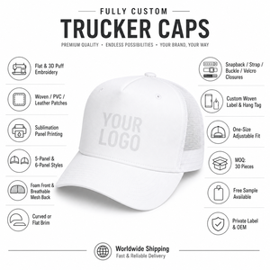 Unisex Mesh Trucker <b>Hat</b> 6-Panel Adjustable Breathable Front Logo Custom Casual Spring Summer <b>Cap</b> - Product Image 2
