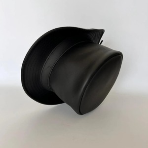 <b>Black</b> Leather <b>Top</b> <b>Hat</b> for Men Classic Fashion Headwear with Structured Crown for Parties Cosplay and Everyday Styling - Product Image 2