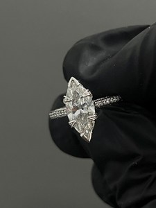 Bague Art Déco en Moissanite Marquise et Diamant, Création Artisanale, pour Femme, Argent 925 Original, Cadeau Personnalisé, Bijou Premium pour Elle - Product Image 2