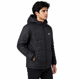 Men's Casual <b>Winter</b> Padded Hooded Jacket with <b>Quilted</b> Fabric Zip Up Versatile <b>Winter</b> Outerwear Style Wholesale Men's Jacket USA - Product Image 4