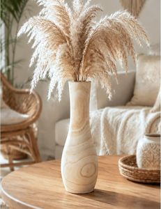 Jarrón de Mesa de Bambú Natural, Arreglo Floral Marmoleado, Decoración Art Deco Ecológica para Sala de Estar y Bodas - Product Image 1