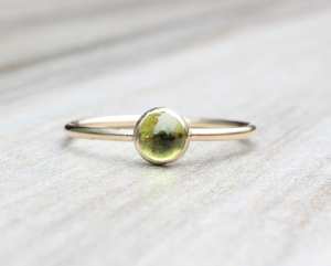 Peridot Ring August Birthstone <b>Stacking</b> Ring 925 Sterling Silver 14k Gold Plated Minimalist Women Jewelry Wholesale - Product Image 5