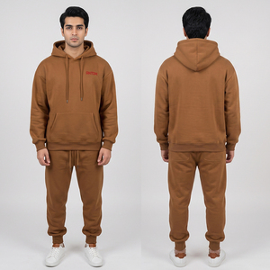 Nouvel ensemble de survêtement pour homme en molleton épais 100 % coton respirant, à capuche, décontracté, pour sports d'hiver, design personnalisable, vente en gros - Product Image 3