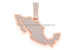 Colgante Personalizado con Mapa de México en Oro Sólido de 14K con Diamantes Naturales, Amuletos del Día Nacional, Joyería Hip Hop Premium, Ideas de Regalos - Product Image 6
