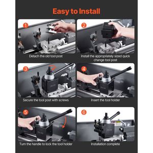 Set di 8 Portautensili a Cambio Rapido con Supporti per Utensili da Tornio Tipo a Cuneo, Accessori per Tornitura - Product Image 4