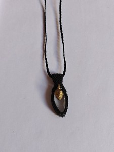 Collier en macramé fait main en apatite bleue et lapis-lazuli, cordon vert foncé, perles dorées, réglable, style bohème, pendentif en pierre naturelle, entier - Product Image 3