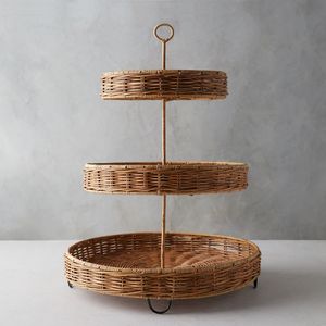 Elegant Natural Rattan Cake Tray Stand For Pastry Display And Birthday Event Table Arrangement - Product Image 5