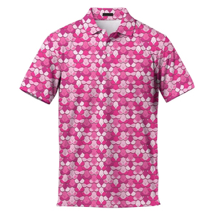 Camisa de Golf Casual de Alta Calidad con Estampado Digital, Manga Corta, Cierre de Botones, Transpirable y Cómoda, Tejido de Poliéster/Algodón - Product Image 1