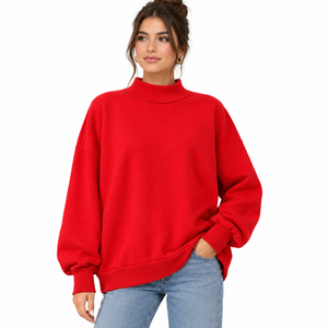 Sweat-shirt à col montant pour femme, pull décontracté à manches longues, coupe confortable, design décontracté, vêtements décontractés pour tous les jours - Product Image 6