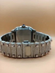 Reloj de Lujo Bicolor Oro Rosa y Plata con Incrustaciones de Moissanita VVS, Estilo Hip Hop, Esfera Árabe, Caja Cuadrada, Correa de Acero, Reloj de Monedas para Hombre - Product Image 3