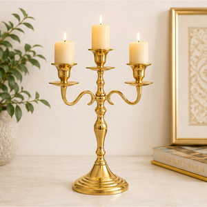 Wholesale Luxury 3 Arm Gold Candelabra Metal <b>Candle</b> Holder Elegant Wedding Table <b>Centerpiece</b> for Event Hotel Dining Room Decor - Product Image 4