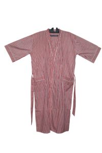 ชุดกิโมโนผ้าฝ้ายลายทางสีน้ำตาลสนิม |   เสื้อคลุมอาบน้ำน้ำหนักเบาสำหรับผู้หญิง ทำด้วยมือ |   เสื้อคลุมบล็อกพิมพ์ลาย - Product Image 2