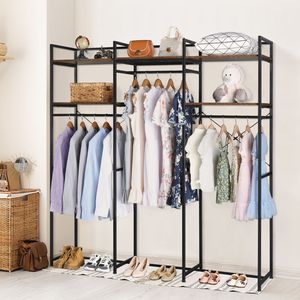 Heavy Metal Stand-Alone Wardrobe Organizer with <b>Suspender</b> Hanger and Multiple Storage Racks Portable Bed Wardrobe - Product Image 4