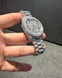Montre automatique mécanique unisexe DAZZLING JEWELS en acier inoxydable avec cristal saphir, diamants de luxe style Hip Hop, 42 mm, VVS - Product Image 3