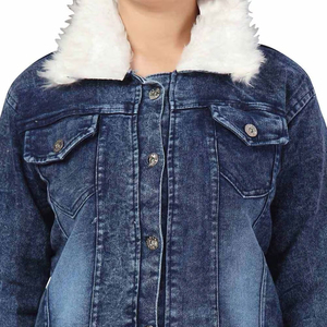 Chaqueta Vaquera de Mujer de Alta Calidad con Cuello de Piel Sintética, Algodón Lavado a la Piedra, Corte Casual, para Otoño, Largo Regular, Cierre con Botones - Product Image 6