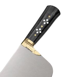 Cuchillo de carnicero profesional PK-MS de alta resistencia, hoja curva plateada, mango de madera negro, empuñadura dorada, cuchillos para cortar carne. - Product Image 3