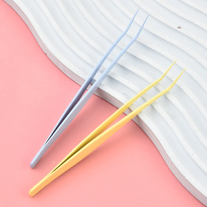 Pince à épiler professionnelle en acier inoxydable coloré, durable, à pointe lisse de 10 mm, anti-adhésive, pour extensions de cils DIY - Product Image 6