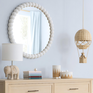 Miroir mural rond en bois sculpté Smart Art avec cadre décoratif en MDF blanc, miroir d'appoint moderne pour salon, couloir - Product Image 2