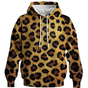 Unisex <b>Leopard</b> Hoodie Cotton Fleece Streetwear Pullover <b>Sweatshirt</b> Urban Fashion Custom Logo OEM Wholesale - Product Image 4