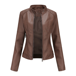 Chaqueta de Motocicleta de Cuero PU para Mujer PHANTOM IMPEX, Cuello Camisero, Cierre de Cremallera, Manga Larga, Color Sólido, Transpirable, para Invierno - Product Image 2