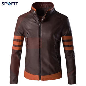 Veste d'hiver pour homme en cuir véritable et toile avec fermeture éclair, style Wolverine, manteau décontracté de type locomotive, bomber Logan, coupe slim, coupe-vent et imperméable - Product Image 1