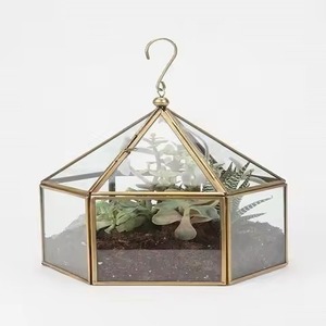 Premium Accent Metal Terrarium Glass Plant Holder Elegant Indoor Garden Display Box Home Decor - Product Image 1