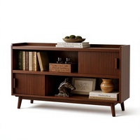 Mid-Century Modern Holz-Aufbewahrungsschrank mit Offenen Regalen und Türen für Wohnzimmermöbel