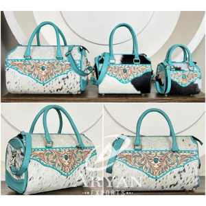 New Arrival Cowhide Speedy Bag Hand Tooled Leather Western Handbags with Shoulder Strap Spacious Travel Duffel Crossbody Purses - Product Image 1