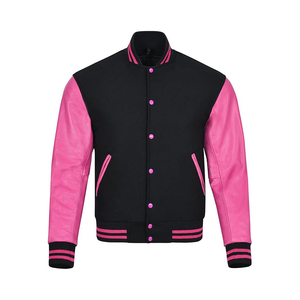 Chaqueta Varsity de Tela Twill para Hombre, Mezcla de Algodón y Poliéster, Tejido Texturizado, Estilo Béisbol Universitario, Acabado Resistente, Chaqueta Casual para Uso Diario - Product Image 1