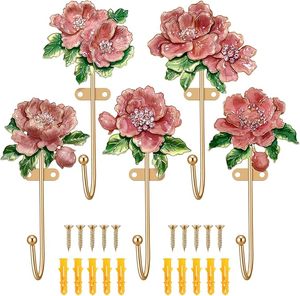 5 crochets muraux décoratifs vintage en forme de fleur, patères murales en métal, jolis crochets, porte-serviettes vintage pour fixation murale - Product Image 4