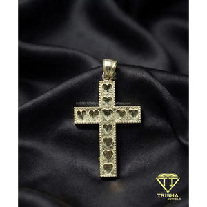 Pendentif croix de luxe avec design en forme de cœur, diamant cultivé en laboratoire, argent sterling 925, bijoux statement - Product Image 5