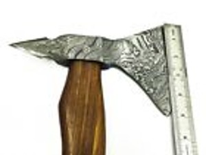 Forged Steel Tomahawk <b>Axe</b> With Wood <b>Handle</b> Survival Hatchet Custom Damascus Blade Design - Product Image 2