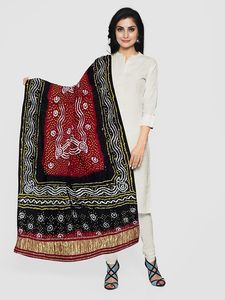 Dupatta Bandhani Premium con Diseño Tradicional Tie-Dye |   Dupatta Bandhej india hecha a mano para mujer - Product Image 3