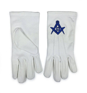 Gants de Maître Maçon pour Loge Bleue, 100% Coton, avec Impression par Transfert Thermique de Compas et Équerre, pour Usage Quotidien Toutes Saisons - Product Image 2
