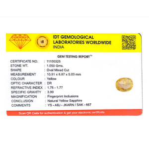 5.25 Carat Oval Cut Natural Yellow Sapphire Loose Gemstone with Third Party Appraisal for Fine Jewelry - Product Image 4