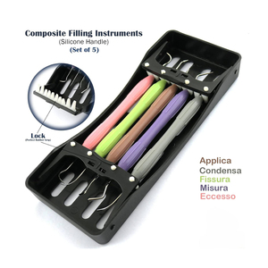 Juego de Instrumentos Dentales Anteriores y Posteriores para Limpieza y Relleno de Composite, 6 Piezas, Estilo LM, Cassette Manual, CE, Sambrialmed International - Product Image 1