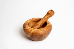 Ensemble mortier et pilon en bois, artisanal, durable, écologique, pour broyer les herbes et les épices, bol en bois de qualité alimentaire, pilon assorti, lavage à la main uniquement - Product Image 2