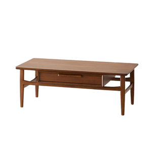 Table basse en teck massif de style mid-century avec tiroir spacieux, design minimaliste en bois à grain naturel et structure robuste - Product Image 2