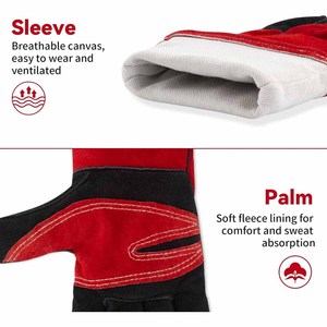 Gants de soudage en cuir de vachette renforcé, résistants, pour la sécurité industrielle, ignifuges, pour la lutte contre les incendies et le barbecue - Product Image 6
