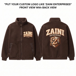 เสื้อแจ็คเก็ตวิ่งขนแกะโพลาร์ฟลีซพรีเมียม 240 GSM เนื้อนุ่ม อุ่นสบาย ซิปเต็มตัว คอตั้ง ปักโลโก้ตามสั่ง สีน้ำตาล สำหรับฤดูใบไม้ร่วง แบบยาว - Product Image 1